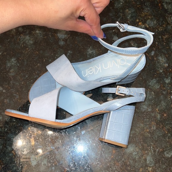Calvin Klein Light Blue Block Sandals - Picture 3 of 10